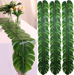 lot 2293 image: 4 Pcs Tropical Palm Leaf Table Runners 72 Long  Wedding Luau Decor
