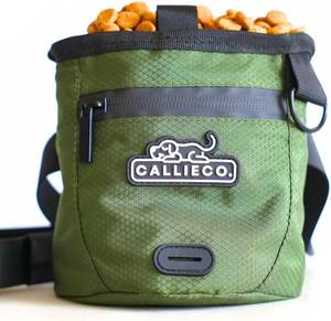 lot 2295 image: Callieco Mini Dog Treat Pouch with Magnetic & Zipper Closure, Green