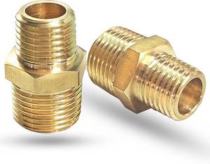 lot 2307 image: 2-Pack NPT Male Reducing Nipple Fittings, Brass Hex, 38 x 14