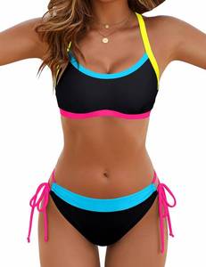 lot 2312 image: BMJL Womens Color Block Bikini Sets  Supportive Wide-Strap Swim Suits L