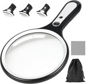 lot 2314 image: Magnifying Glass with Light for Reading, 5.31 Handheld Magnifier 6-LED