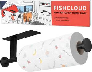 lot 2321 image: Paper Towel Holder Wall Mount, Self-Adhesive, No Drill, SUS304, Black