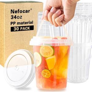 lot 2339 image: 30Set 34oz Drink Buckets with Lids & Straws Plastic Cups for Drinks