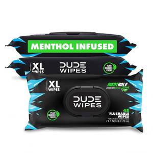 lot 2366 image: DUDE Wipes MentHOLE XXtreme Adult Flushable Wet Wipes, Cooling, 144 Count