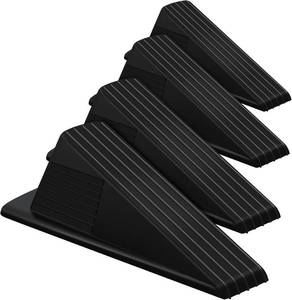 lot 2367 image: Frienda 4 Pcs Heavy-Duty Rubber Door Stops Wedge Stackable, Black, 2 Tall