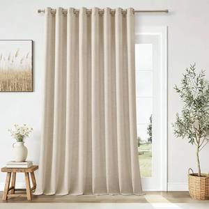 lot 2375 image: Warm Beige Extra Wide Linen Curtains 100x90, Semi-Sheer, 1 Panel