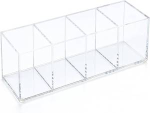 lot 2378 image: elysolpluv Clear Acrylic 4-Compartment Organizer Box, Small (7.9 x 2.7 x 3.5)