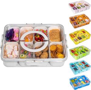 lot 2386 image: WACOI Divided Snack Tray with Lid & Handle Charcuterie Storage 1Pack White