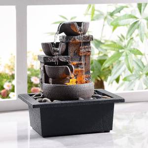 lot 2396 image: Kalona Tabletop Water Fountain, Indoor Waterfall with Resin Rock Design  Hose