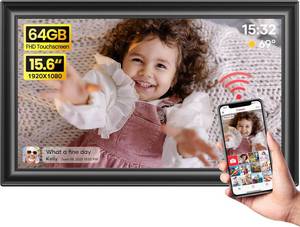 lot 2404 image: Frameo 64GB 15.6 Digital Picture Frame WiFi, 1920x1080 IPS FHD Touch  Screen