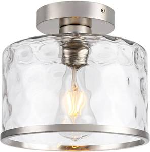 lot 2405 image: Zlepmlla Modern Semi-Flush Mount Ceiling Light with Hammered Glass Shade