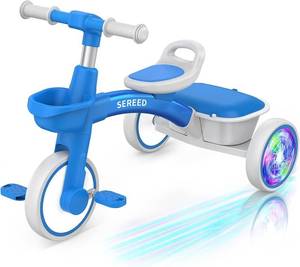 lot 2407 image: SEREED Colorful Lighting Toddler Tricycle for Ages 2-5  Easy Assembly