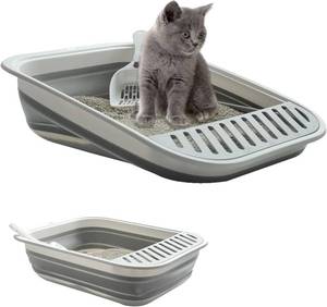lot 2408 image: Low Entry Kitten Litter Box, Collapsible Shallow Pan Anti-Splash, Leak-Proof