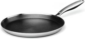 lot 2411 image: Innerwell 11-Inch Nonstick Crepe Pan, Stainless Steel, Silver, PFOA-free