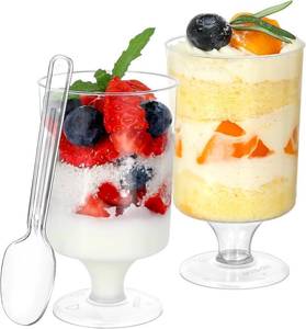 lot 2414 image: 60 Pack 3 oz Mini Dessert Cups, Disposable Clear Plastic Goblets for Parfait