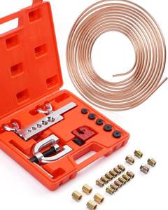 lot 2415 image: 25 ft 14 Copper Brake Line Kit 16 Fittings, 4 Unions, Flare Tool  No Copper line 