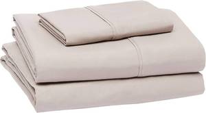 lot 2421 image: Amazon Basics Microfiber 3-Piece Twin XL Sheet Set, 14-Inch Pockets, Taupe