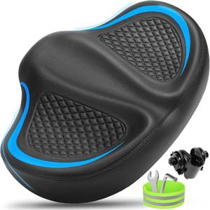 lot 2424 image: CDYWD Noseless Bike Seat for Men & Women, Extra Wide Padded Bicycle Saddle