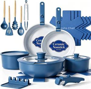 lot 2427 image: Umite Chef Pots & Pans Set, 21 pcs Ceramic Non-Stick, Detachable Handles