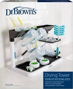 lot 2428 image: Dr. Browns Drying Tower Stand-Up Rack for Baby Bottles BlackWhite