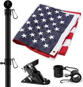 lot 2431 image: American Flag and 5ft Heavy-Duty Flag Pole Kit with 3x5 Embroidered USA Flag