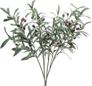 lot 2440 image: SHACOS 4 Pcs 28-Inch Artificial Olive Branches for Vases, Faux Stems