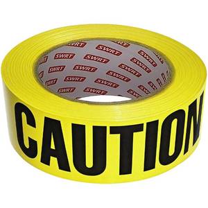 lot 2445 image: SWRT 1 Roll Premium Yellow Caution Tape, 3 in x 1000 ft for Halloween Decor