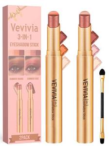 lot 2453 image: Vevivia 2-Pack 3-Color Eyeshadow Sticks, Waterproof Rose & Orange Shimmer