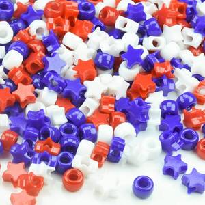 lot 2468 image: 1200pcs Red White and Blue Pony Beads - Patriotic Star Beads for DIY Jewelry