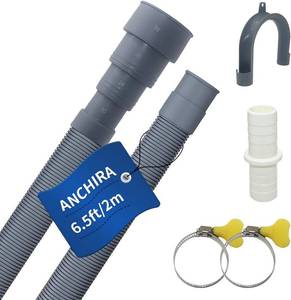 lot 2471 image: 6.5 ft Washing Machine Drain Hose Kit with 1 Adapter, 2 Clamps, U-Bend