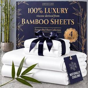 lot 2477 image: DECOLURE 100% Viscose Bamboo Sheets King Size - 4 Pc Set, Cooling