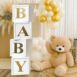 lot 2480 image: QIFU Baby Shower 4pc Balloon Boxes with 30 Letters  DIY Party Decor