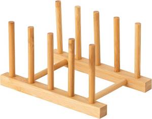 lot 2487 image: HBlife Bamboo Dish Plate Bowl Cup Pot Lid Cutting Board Drying Organizer