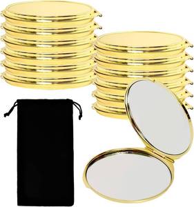 lot 2488 image: 12 Pcs Portable Folding Compact Mirrors, Storage Bag, Double-Sided 1x2x
