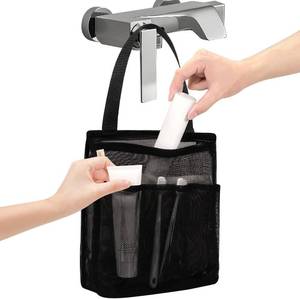 lot 2493 image: famichan Portable Mesh Shower Caddy for Gym, Travel, Dorm Black