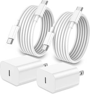 lot 2500 image: iPhone 15-17 20W USB-C Wall Charger (2-Pack)  6ft Cable