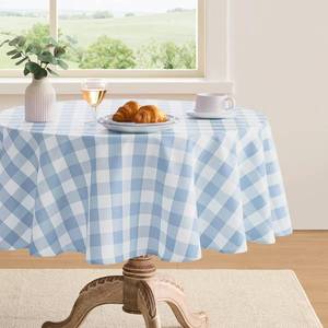 lot 2504 image: Gingham Tablecloth, Checkered, Washable, Water-Resistant (Blue, 60 Round)