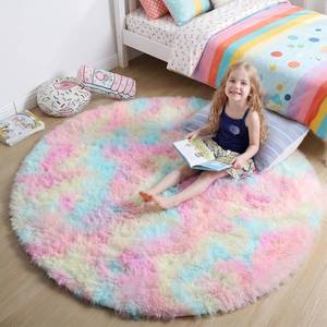 lot 2506 image: Amdrebio Rainbow Unicorn Pastel Circle Rug 4ft for BedroomPlayroom