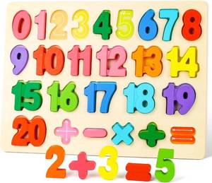 lot 2514 image: LOVESTOWN Wooden Puzzle Board Number for Toddlers, Counting & Subtraction Toy