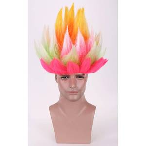 lot 2524 image: MAGQOO Rainbow Troll Wig Colorful 80s Wigs Neon Spiked Crazy Costume Wig