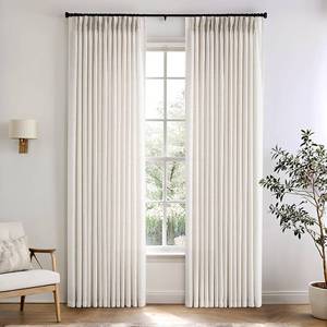 lot 2528 image: ANRODUO Natural Pinch Pleated Linen Curtains 92 Inches Long 2 Panels
