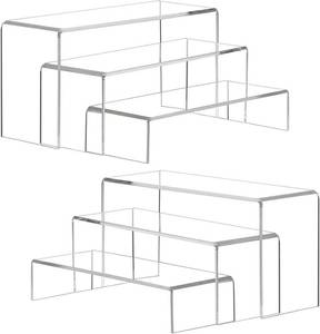 lot 2541 image: Large Acrylic Display Risers, 2 Sets (11.2 12 in) Clear Desktop Stand