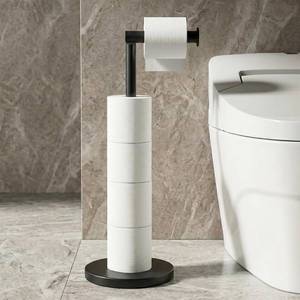 lot 2550 image: Cesun Free-Standing Toilet Paper Holder, Black, Weighted Base, Holds 5 Rolls