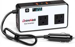 lot 2554 image: DrimMek 272W Car Power Inverter - 12V to 110V, 3x24W USB, 2 AC Outlets
