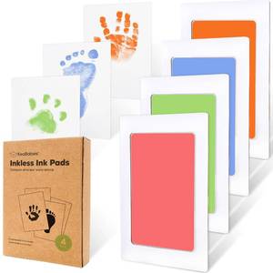 lot 2570 image: 4pk Inkless Baby Hand & Footprint Kit, Mess Free Ink Pads (Candy)
