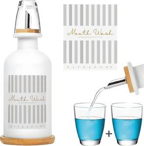 lot 2581 image: EUNOOIA Mouthwash Dispenser with Stainless Steel & Bamboo Nozzle, Free Glass