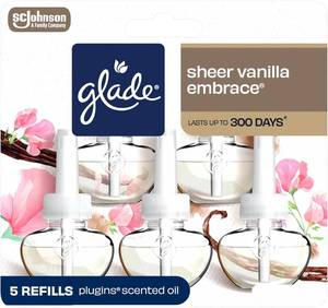 lot 2588 image: Glade PlugIns Refills Air Freshener - Sheer Vanilla Embrace, 3.35 oz, 5 ct  Missing 1 