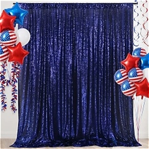 lot 2310 image: SquarePie Sequin Backdrop 20FT x 15FT Navy Blue Background Sparkly Curtain