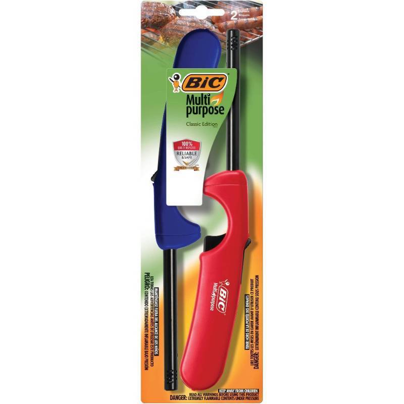 lot 2051 image: BIC Multi-Purpose Lighter 2pk Dual Pack, Butane Powered, Metal & Plastic Wand for Candles - Retail $13