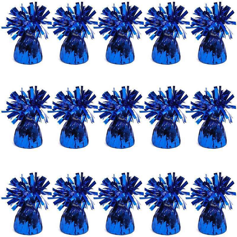 lot 2046 image: Pack of 15 Blue Balloon Weights for Table Centerpieces, Birthday Party Decorations (6 oz, 4.5 In) Retail $23.11